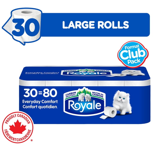 Royale Everyday Comfort 30 Equal 80 Toilet Paper, 8000 g, 30 Count