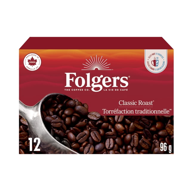 Folgers Classic Medium Roast K-Cup Coffee Pods 12 Pods, 96 g, 12 Count