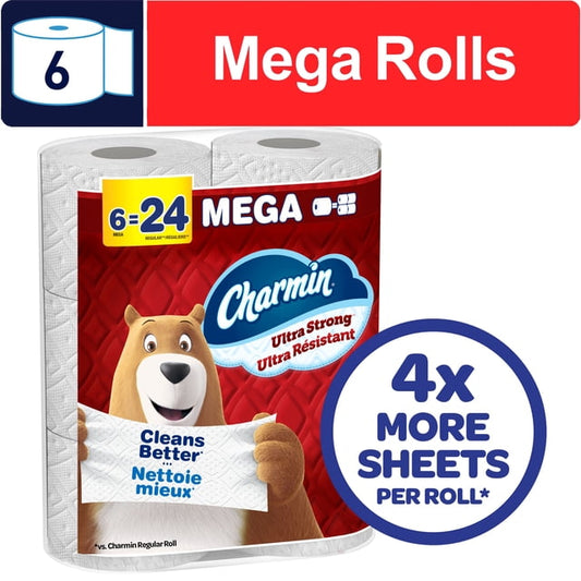 Charmin Ultra Strong 6 Mega Rolls Toilet Paper, 2400 g, 6 Count