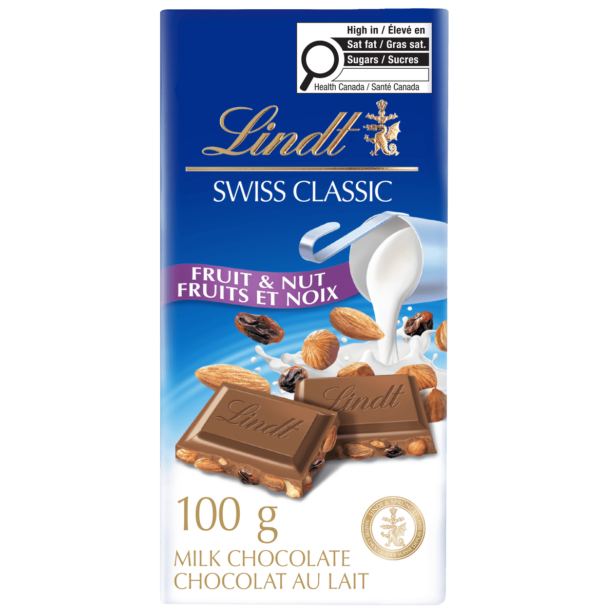 Lindt Swiss Classic Fruit Nut Milk Chocolate Bar 100g