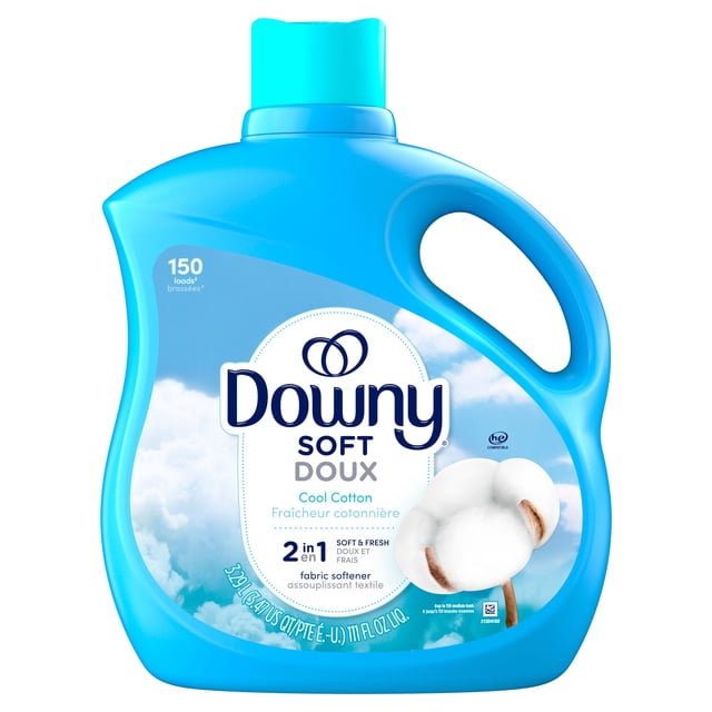 Downy 2 in 1 Soft and Fresh Cool Cotton 150WL Liquid Fabric Softener, 3259 g