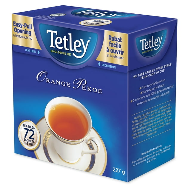 Tetley Orange Pekoe Tea 72 Tea Bags 227g