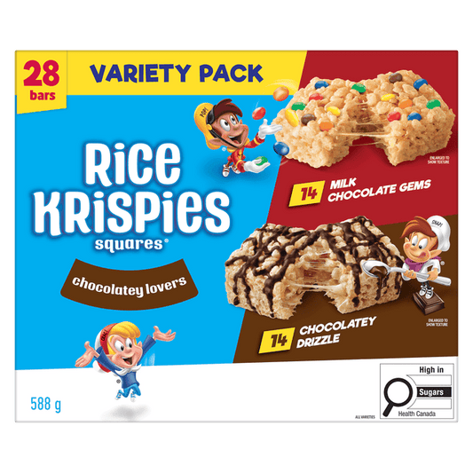 Kellogg's Rice Krispies Variety (Milk Chocolate Gems & Chocolatey Drizzle) Bars, 588 g, 28 Count