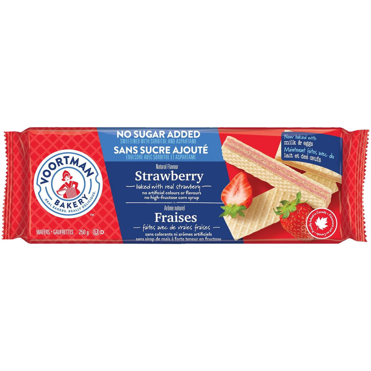 Voortman No Sugar Added Strawberry Wafer Cookies 250g