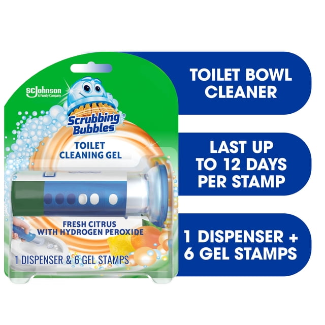 Scrubbing Bubbles Fresh Gel Stamp Citrus Toilet Bowl Cleaner, 39 g, 6 Count