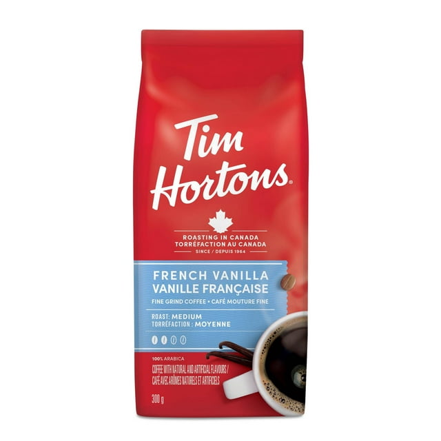 Tim Hortons French Vanilla Light Medium Roast Ground Coffee, 300 g