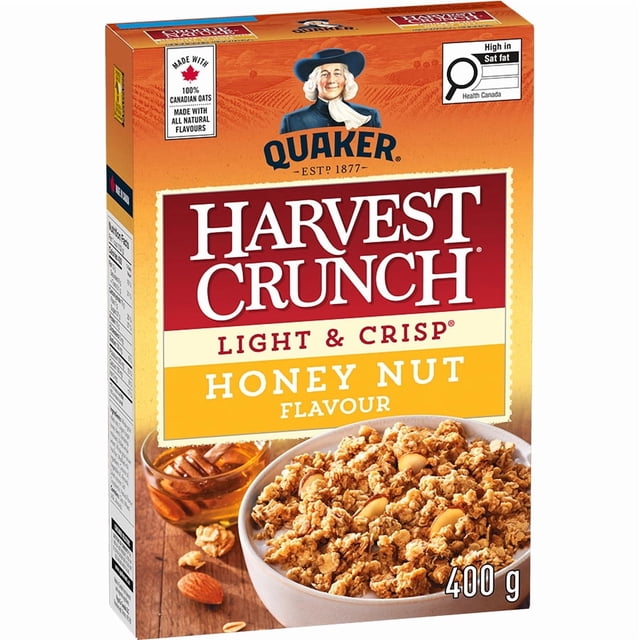 Quaker Harvest Crunch Light & Crisp Honey & Nut Granola Cereal, 398 g