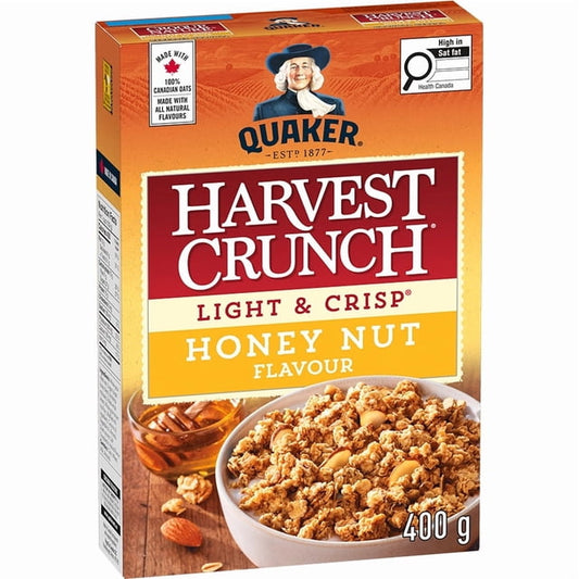 Quaker Harvest Crunch Light & Crisp Honey & Nut Granola Cereal, 398 g