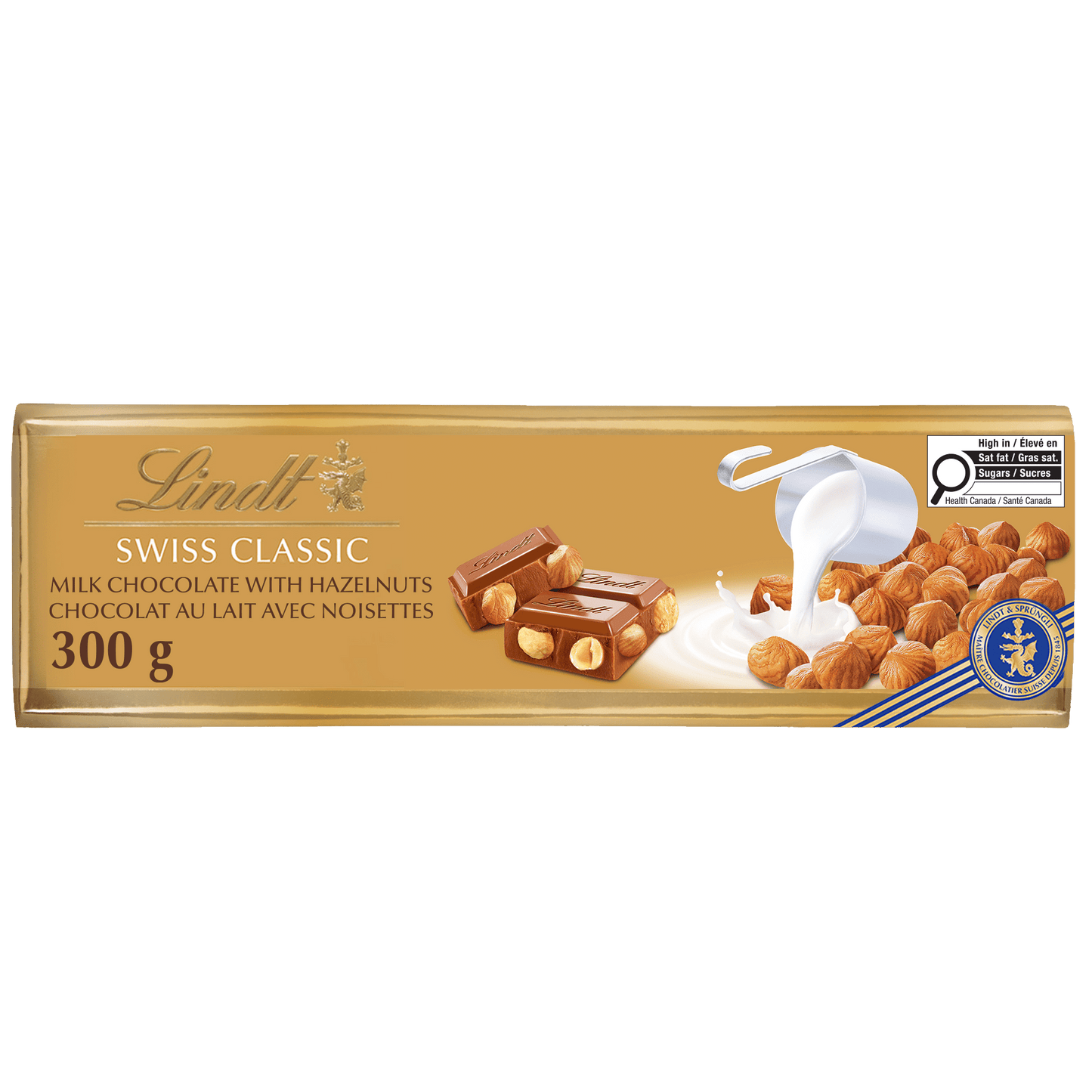 Lindt Swiss Classic Gold Hazelnut Milk Chocolate Bar 300g