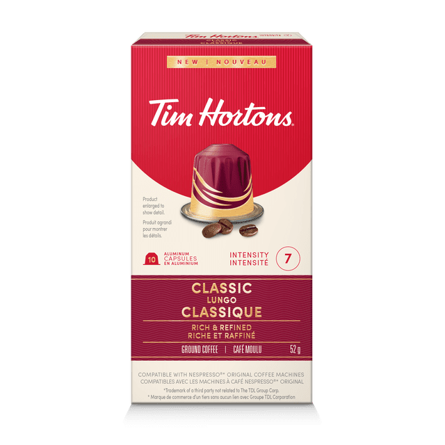 Tim Hortons Lungo Nespresso Compatible Capsules 10ct, 52 g, 10 Count