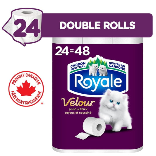 Royale Velour 24 Equal 48 Toilet Paper, 4800 g, 24 Count