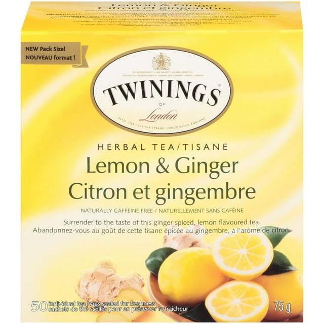 Twinings Lemon & Ginger Herbal Tea 50 Tea Bags 75g