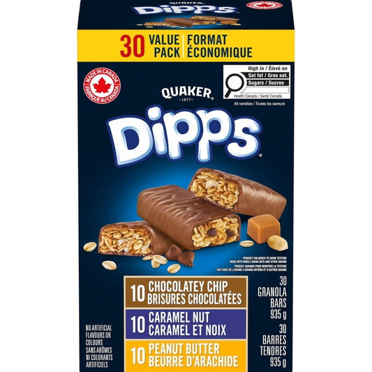 Quaker Dipps Variety Granola Bars, 1050 g, 30 Count