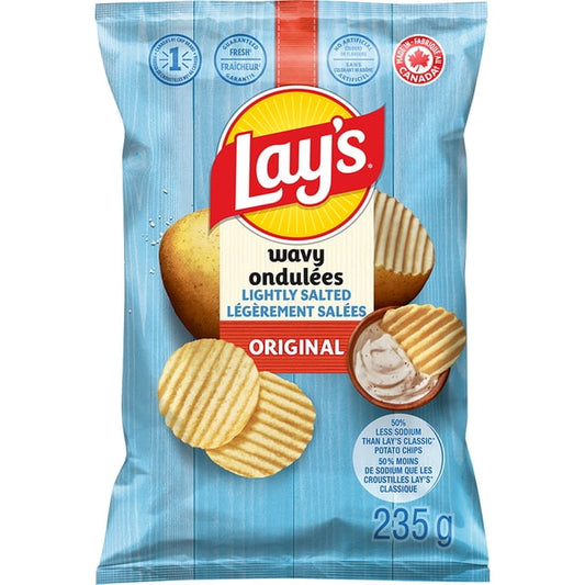 Lay's Wavy Lightly Salted Potato Chips, 235 g