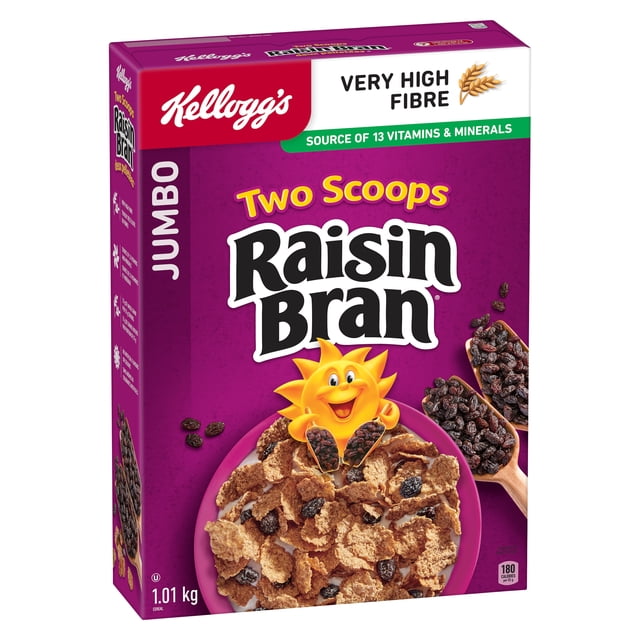Kellogg's Two Scoops Raisin Bran Jumbo Cereal, 1010 g