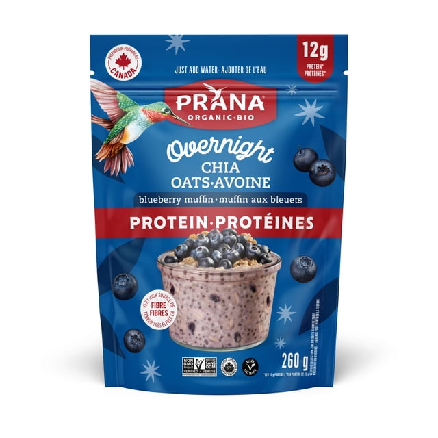 Prana Organic Protein Overnight Chia Blueberry Muffin Chia Pudding, 260 g