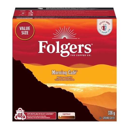 Folgers Morning Cafe Medium Roast K-Cup Coffee Pods 48 Count, 336 g, 48 Count