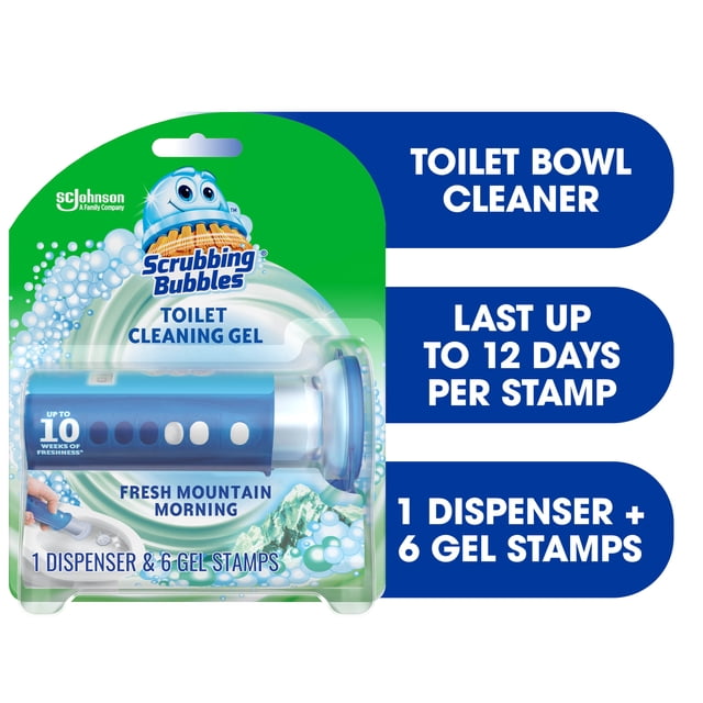Scrubbing Bubbles Fresh Gel Stamp Fresh Mountain Morning Toilet Bowl Cleaner, 38 g, 6 Count