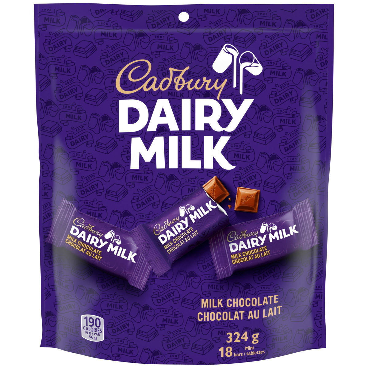 Cadbury Dairy Milk Milk Chocolate Bars 18 X 18g Mini Chocolate Bars Cadbury Milk Chocolate Mini Bars 324g