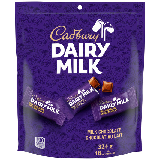 Cadbury Dairy Milk Milk Chocolate Bars 18 X 18g Mini Chocolate Bars Cadbury Milk Chocolate Mini Bars 324g