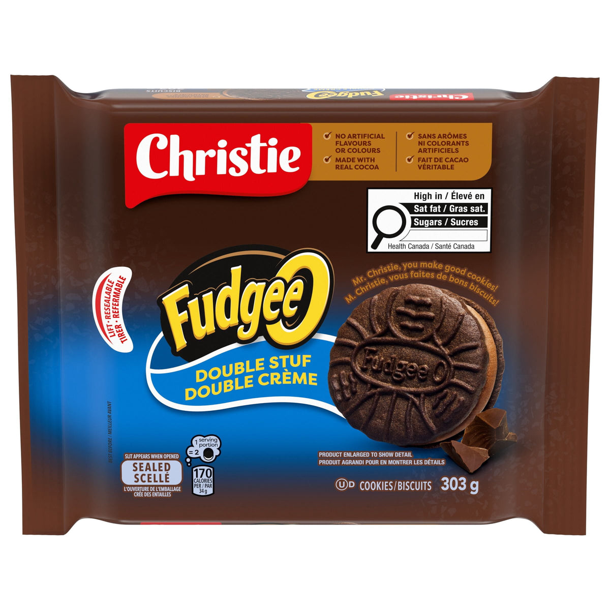 Fudgee-O Double Stuf Creme Filled Sandwich Cookies 303g