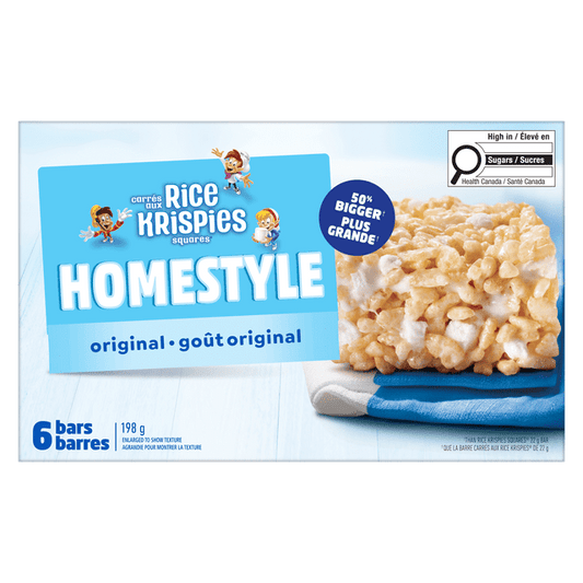 Kellogg's Rice Krispies Homestyle Original Squares Bars, 198 g, 6 Count