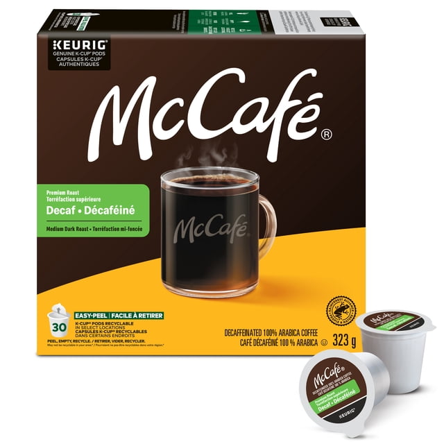 McCafe Medium Dark Roast Decaf K-Cup Coffee Pods 30 Count, 323 g, 30 Count