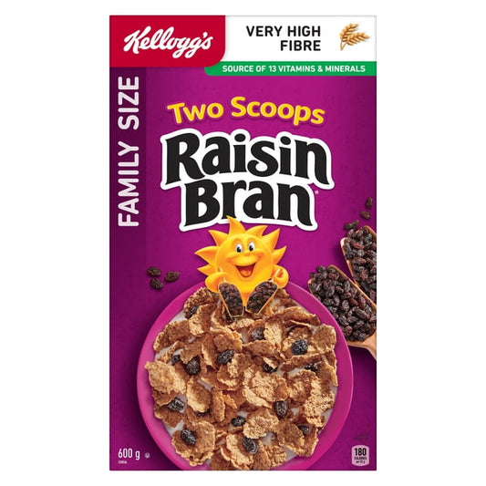 Kellogg's Two Scoops Raisin Bran Family Size Cereal, 600 g