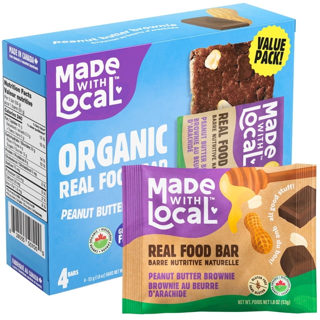 Made with Local Peanut Butter Brownie Organic Energy Bars, 212 g, 4 Count