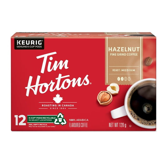 Tim Hortons Hazelnut Light Medium Roast K-Cup Coffee Pods, 126 g, 12 Count