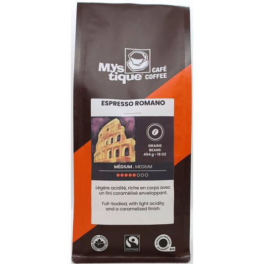 Mystique Coffee Espresso Romano Whole Bean Coffee Blend 100% Arabica, 454 g