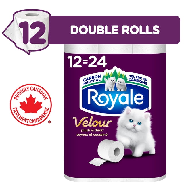 Royale Velour 12 Equal 24 Toilet Paper, 2400 g, 12 Count