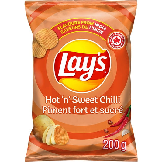 Lay's Hot 'n' Sweet Chilli Ridged Potato Chips, 200 g