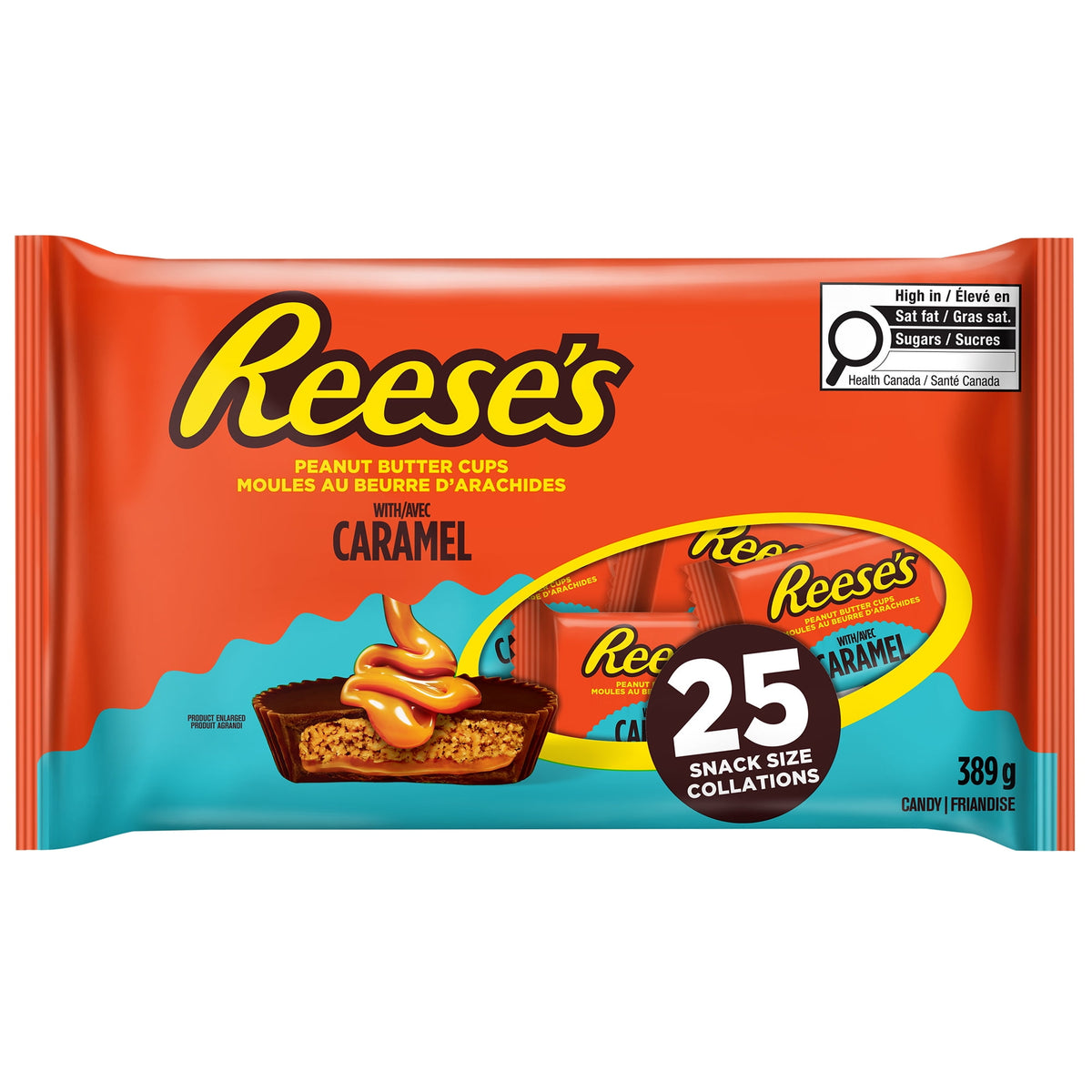25ct Reese's Peanut Butter Cups With Caramel Snack Size 389g 25 Count
