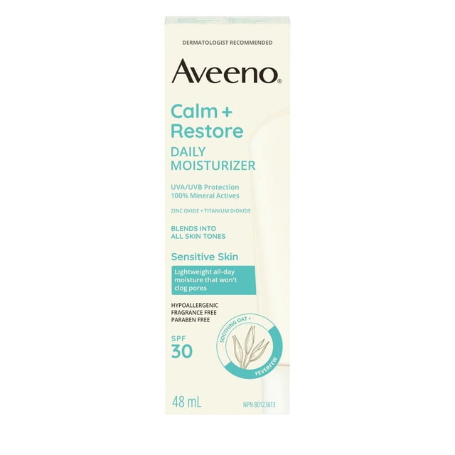 Aveeno Calm + Restore Mineral SPF 30 Daily Moisturizer, 74 g