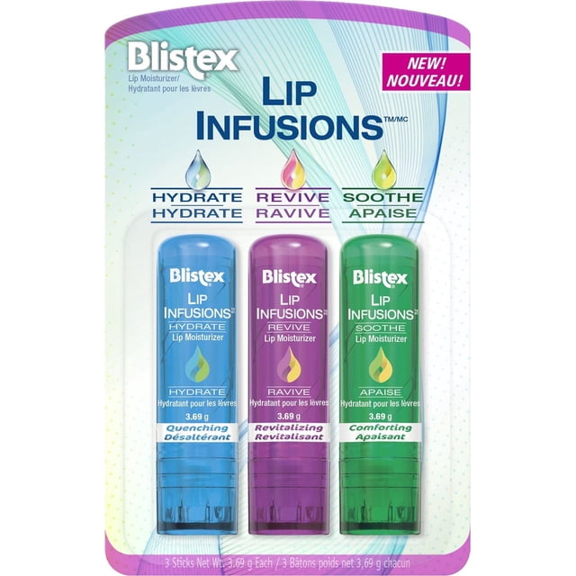 Blistex Lip Infusions Multi-Pack Lip Moisturizer, 11 g, 3 Count