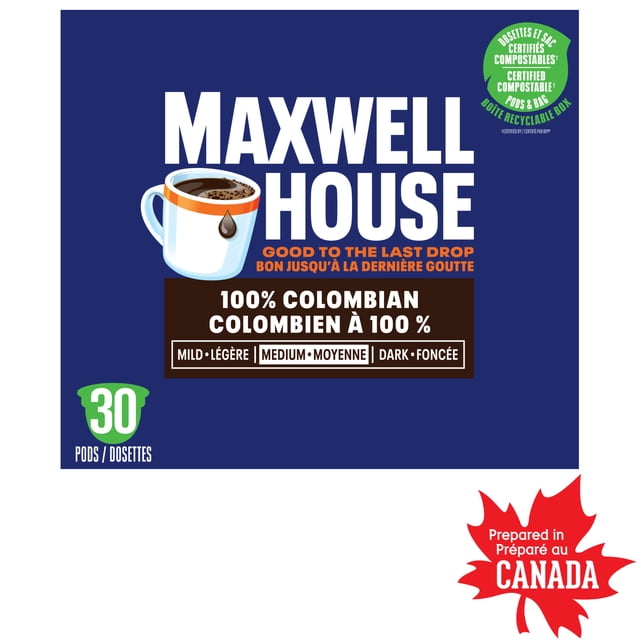 Maxwell House Colombian Compostable K-Cup Coffee Pods 30 Pods, 292 g, 30 Count