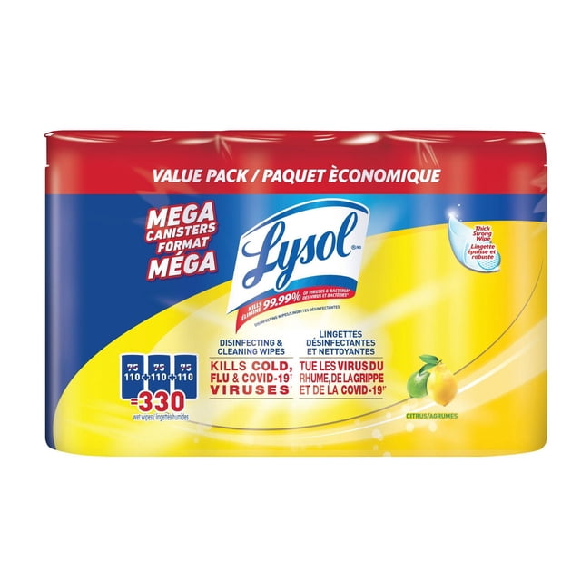 Lysol Citrus Disinfecting Triple Pack Wipes, 1500 g, 330 Count