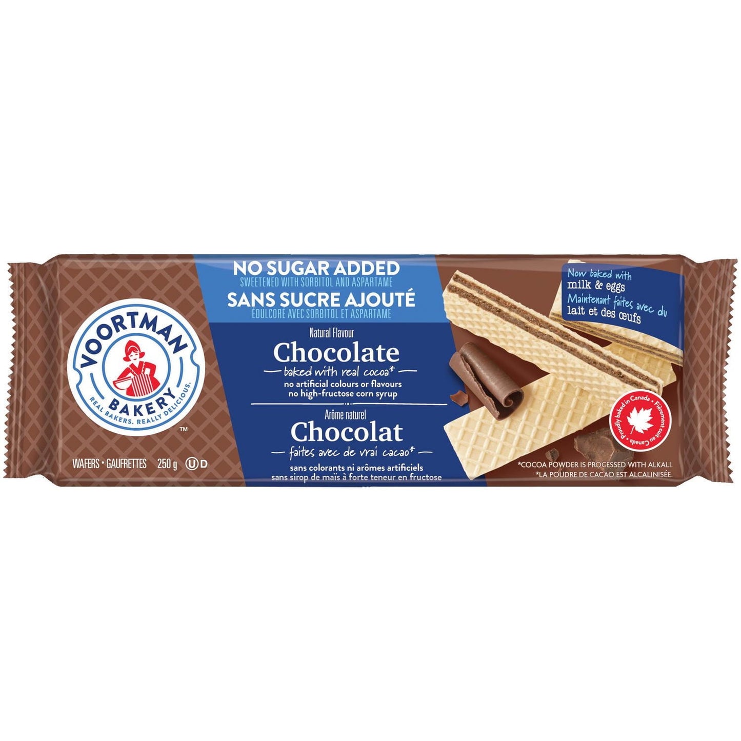 Voortman No Sugar Added Chocolate Wafer Cookies 250g
