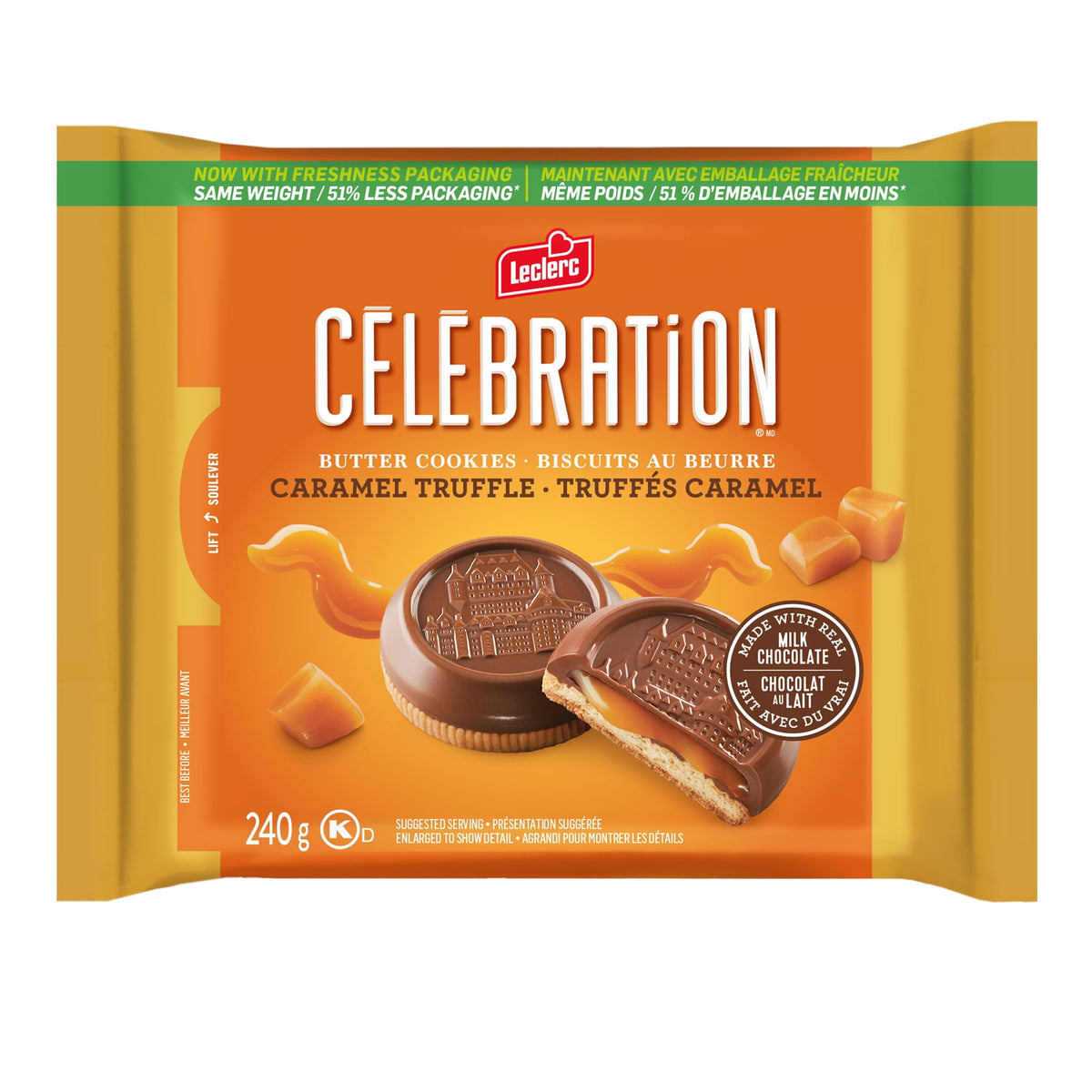 Celebration Caramel Milk Chocolate Coated Cookies 240g