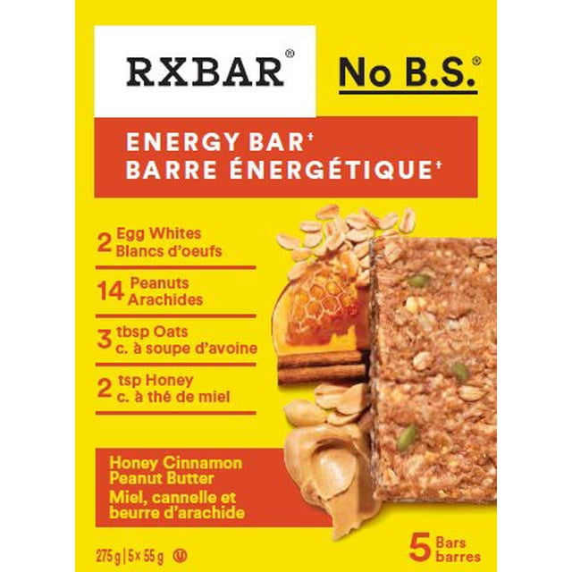 RXBAR Honey Cinnamon Peanut Butter Energy Bars, 275 g, 5 Count