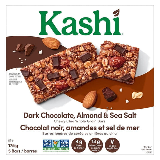 Kashi Dark Chocolate, Almond & Sea Salt Chewy Chia Whole Grain Bars, 175 g, 5 Count