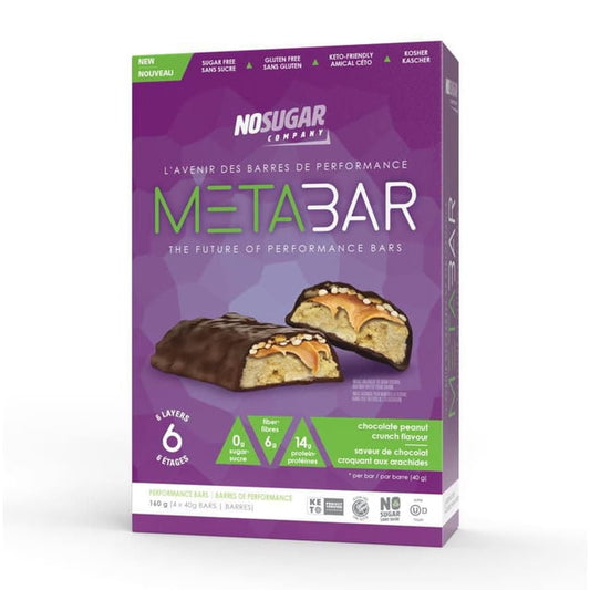 No Sugar MetaBar Chocolate Peanut Crunch Bars, 160 g, 4 Count