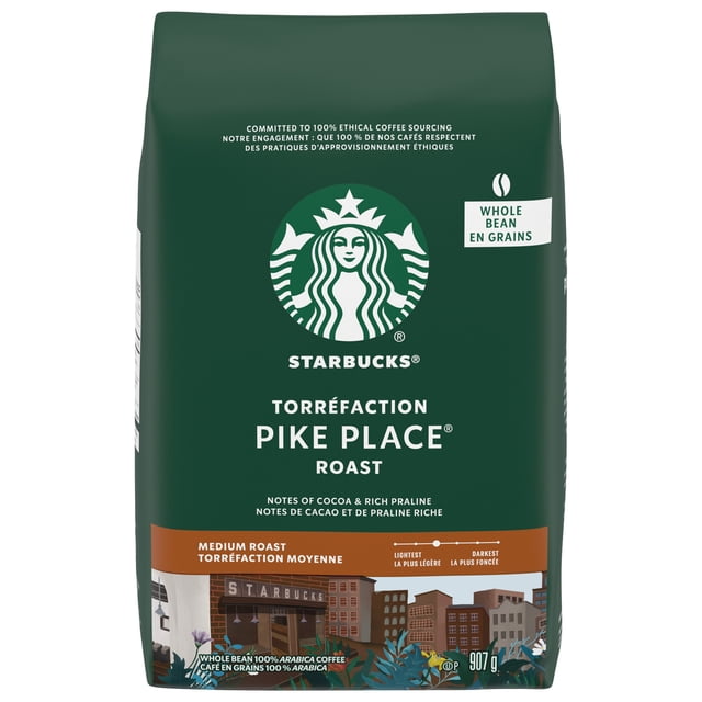 Starbucks Pike Place Roast Whole Bean Coffee, 907 g