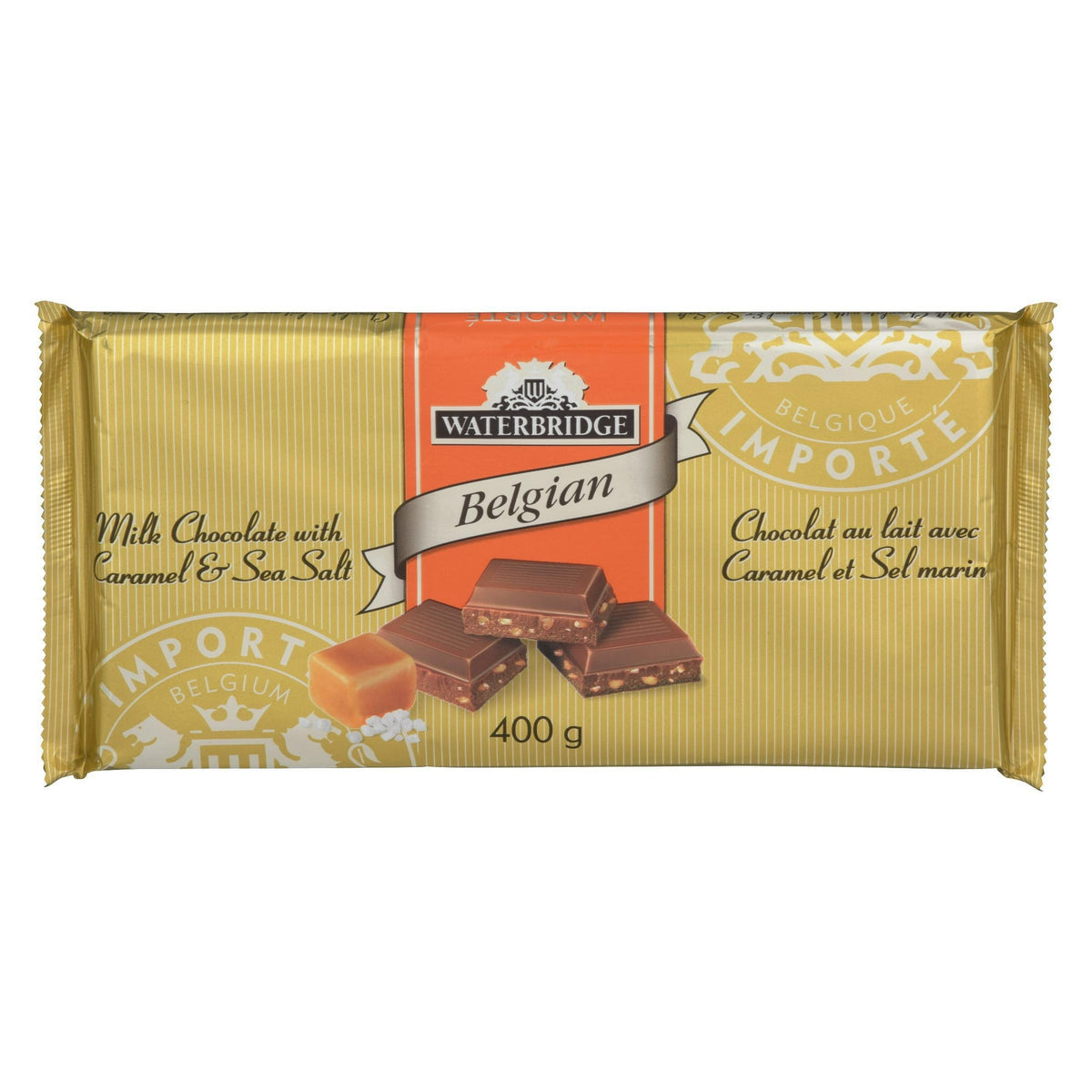 Waterbridge Premium Chocolate Bar Caramel And Sea Salt 400g