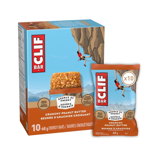 CLIF BAR Crunchy Peanut Butter Energy Bars, 680 g, 10 Count