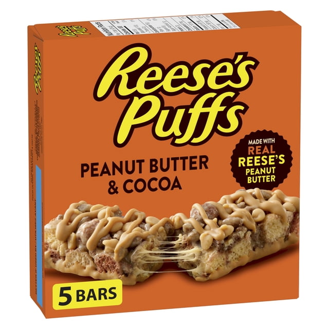 Reese's Puffs Peanut Butter & Cocoa Cereal Bars, 120 g, 5 Count