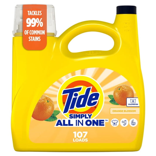 Tide Simply All-In-One Orange Blossom Liquid Laundry Detergent, 4160 g