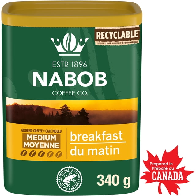 Nabob Medium Roast Breakfast Blend Ground Coffee 340g Canister, 340 g