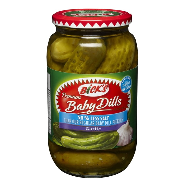 Bick's 50% Less Salt Garlic Baby Dills Pickles, 1000 g